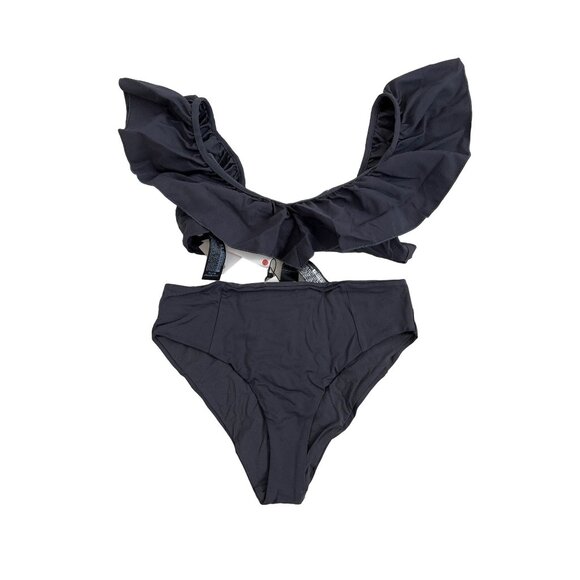 Zara Charcoal Ruffle Bikini Set - Picture 2 of 6